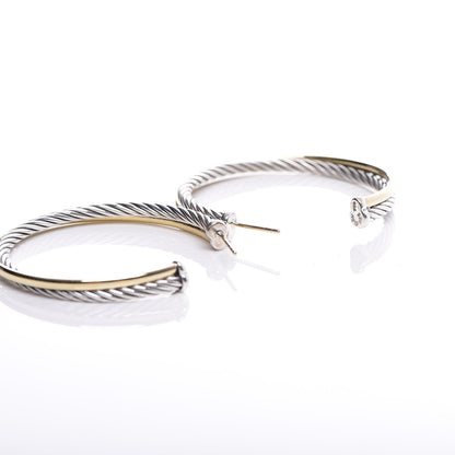 David Yurman Sterling Silver 18K Yellow Gold 44mm Extra Large Crossover Cable Hoop Earrings 4 of 4