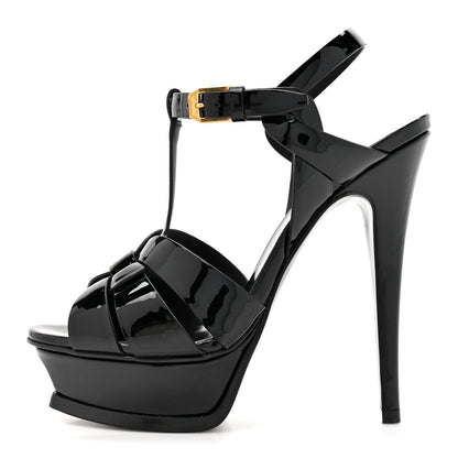 Saint Laurent Patent Tribute 105 Platform Sandals 35.5 Black 1 of 9