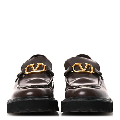 Valentino Garavani Calfskin Vlogo Loafers 39.5 Cacao 3 of 14