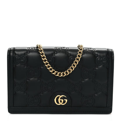 Gucci Calfskin GG Matelasse Chain Wallet Black 1 of 12