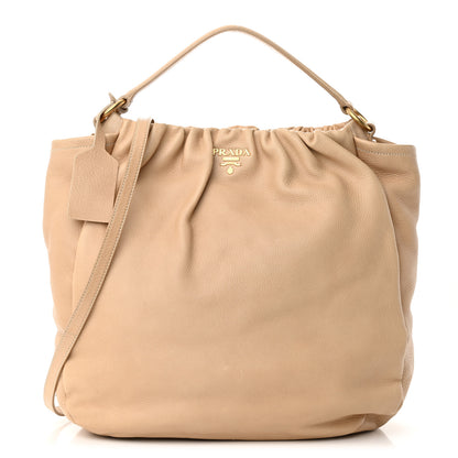 Prada Cervo Pleats Tote Beige 1 of 20