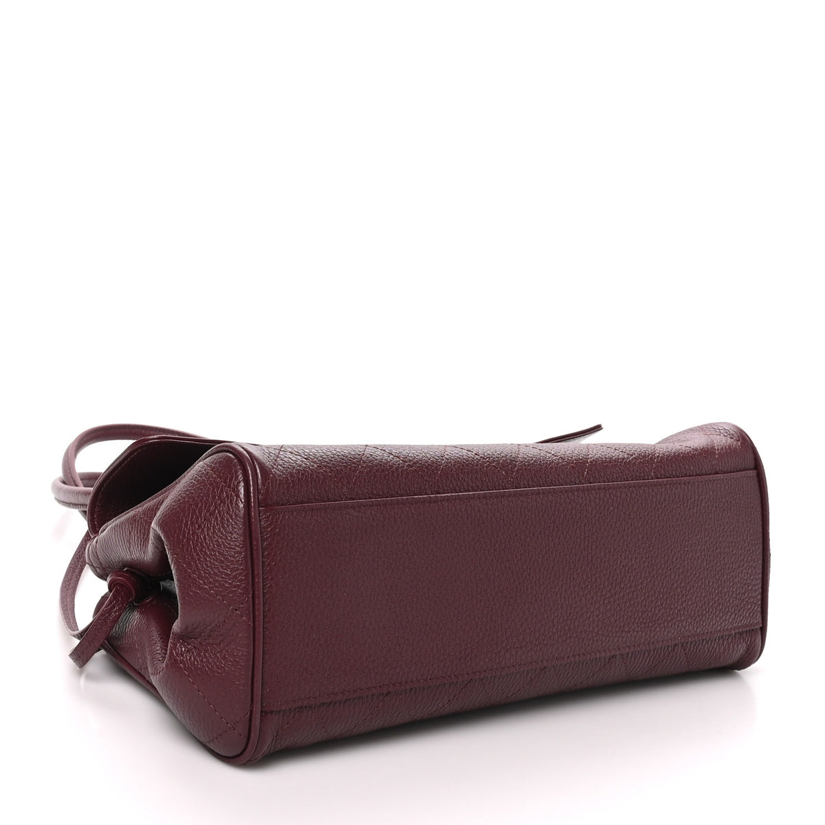 Grained Calfskin Stitched Urban Essentials Small Shopping Bag Burgundy