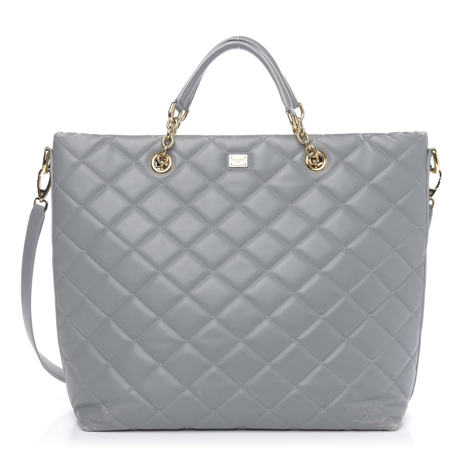 Dolce & Gabbana Lambskin Quilted Tote Grey 1 of 16