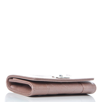 Chanel Metallic Caviar Chevron Quilted Vintage Mademoiselle Card Holder Pink 4 of 9