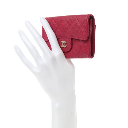 Chanel Caviar Quilted Flap Card Holder Wallet Dark Pink 2 of 9