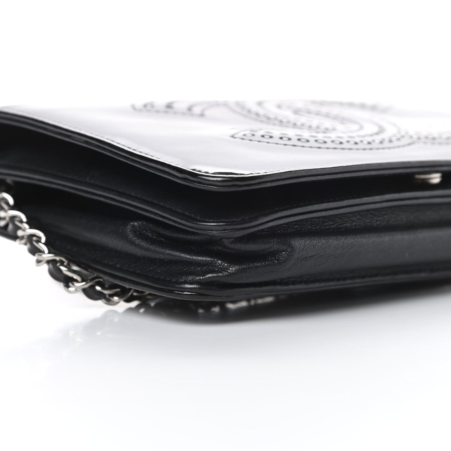 Patent Strass Wallet On Chain WOC Black