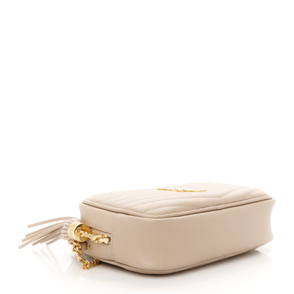 Saint Laurent Grain De Poudre Matelasse Monogram Mini Lou Camera Bag Dark Beige 4 of 11