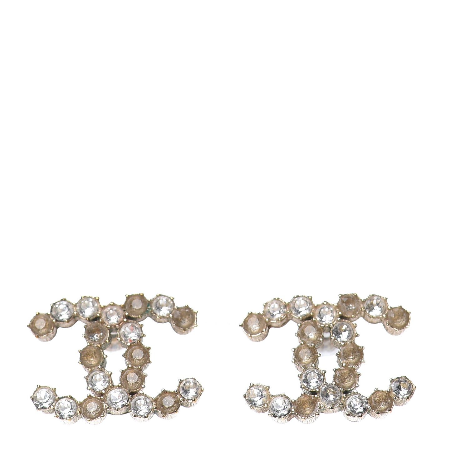 Crystal Poured Glass CC Earrings Gold Brown