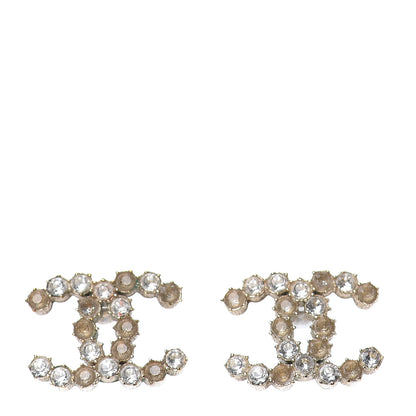 Chanel Crystal Poured Glass CC Earrings Gold Brown 1 of 4