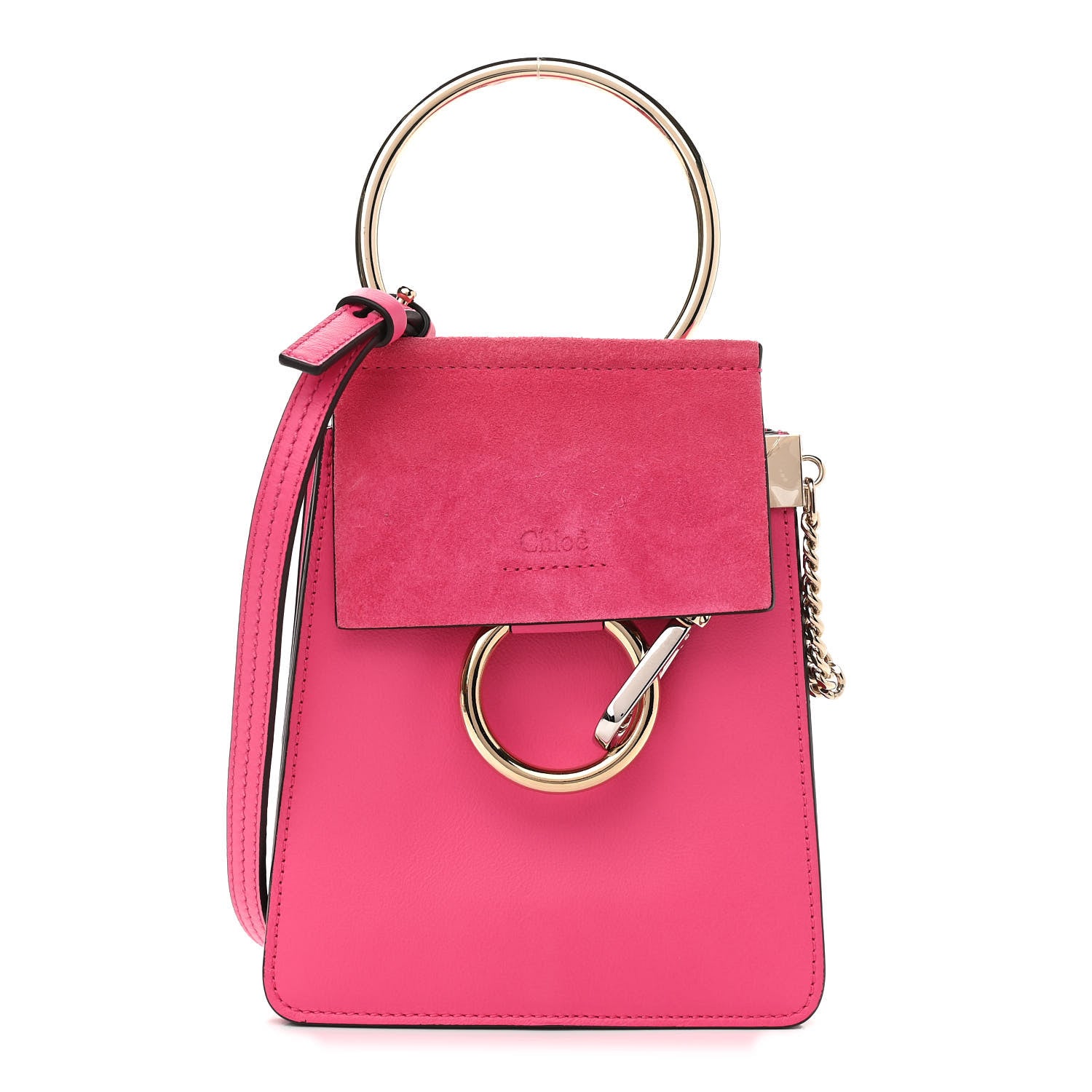 Chloe Suede Calfskin Mini Faye Bracelet Bag Fuchsia Rose 1 of 10