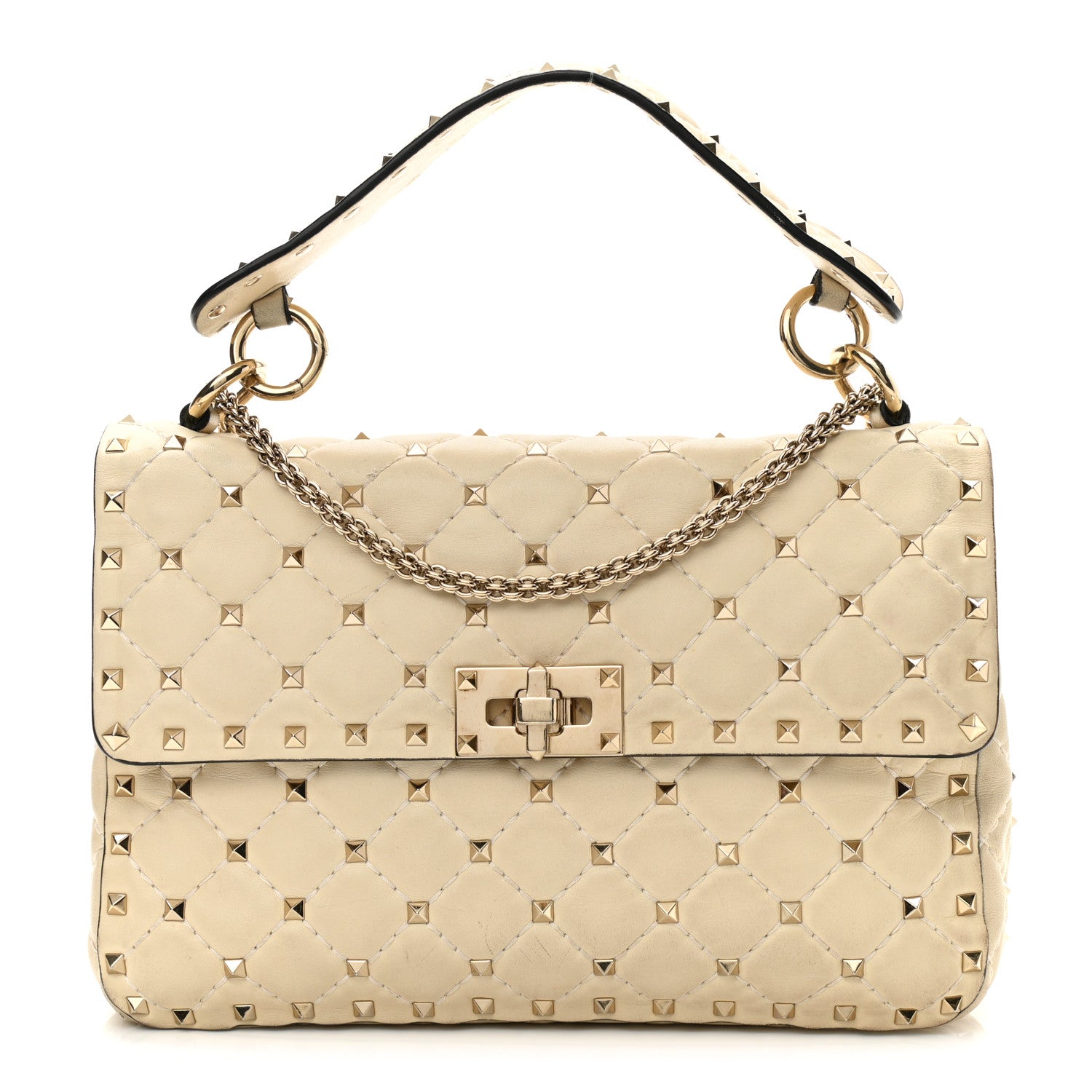 Valentino Garavani Nappa Medium Rockstud Spike Shoulder Bag Light Ivory 1 of 13