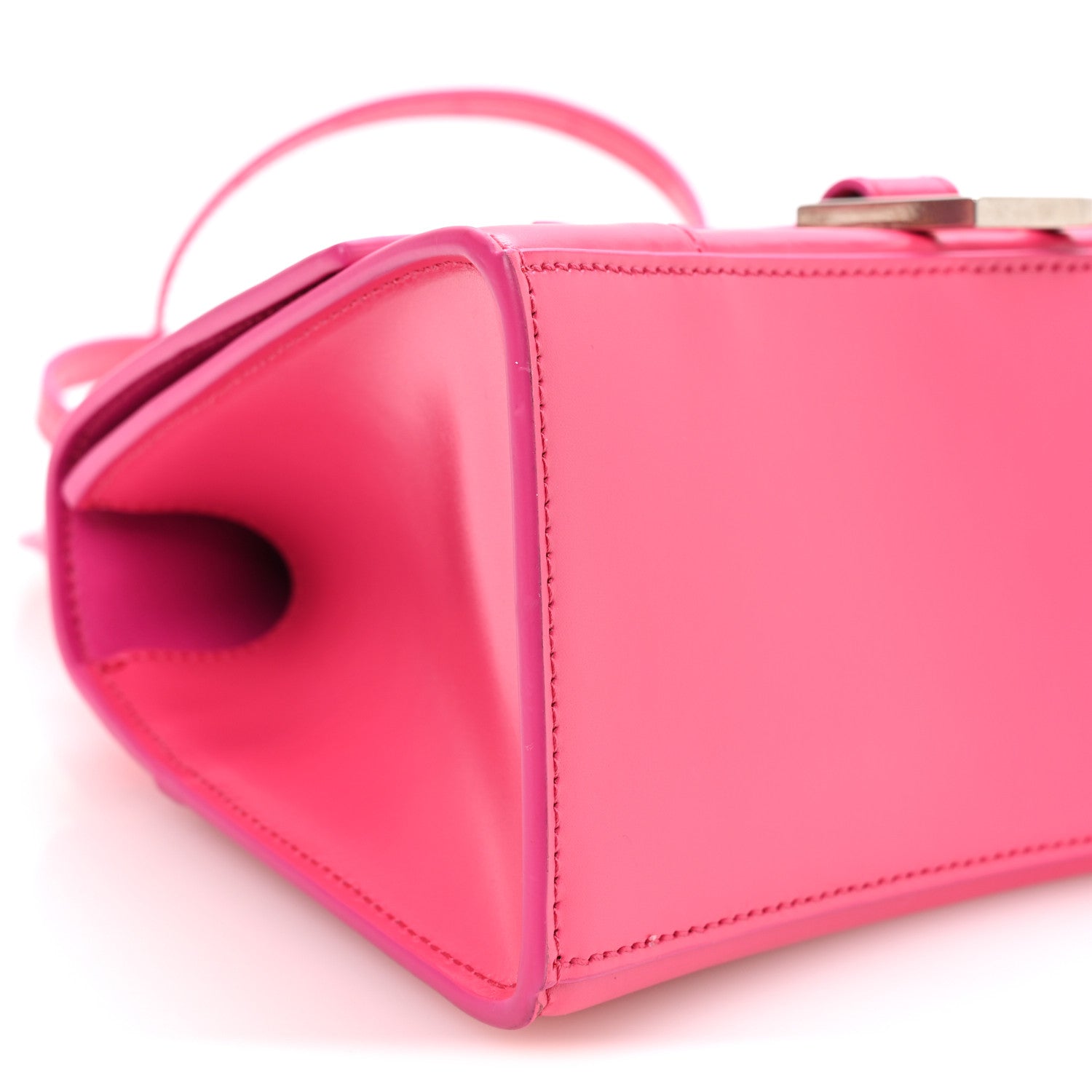 Balenciaga Shiny Box Calfskin Small Hourglass Top Handle Bag Acid Fuchsia 9 of 10