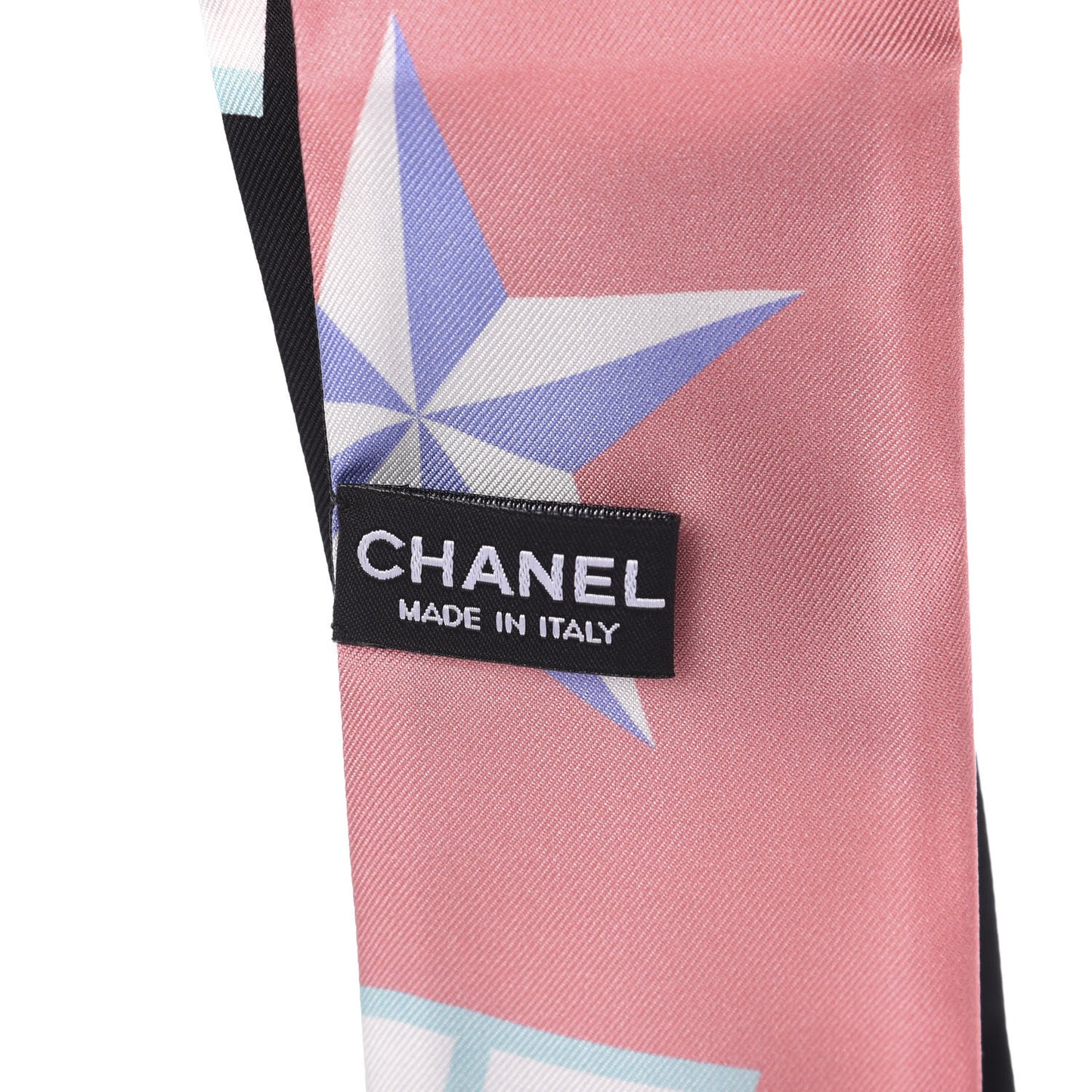 Silk Twill Slim Bandeau Scarf Pink Black