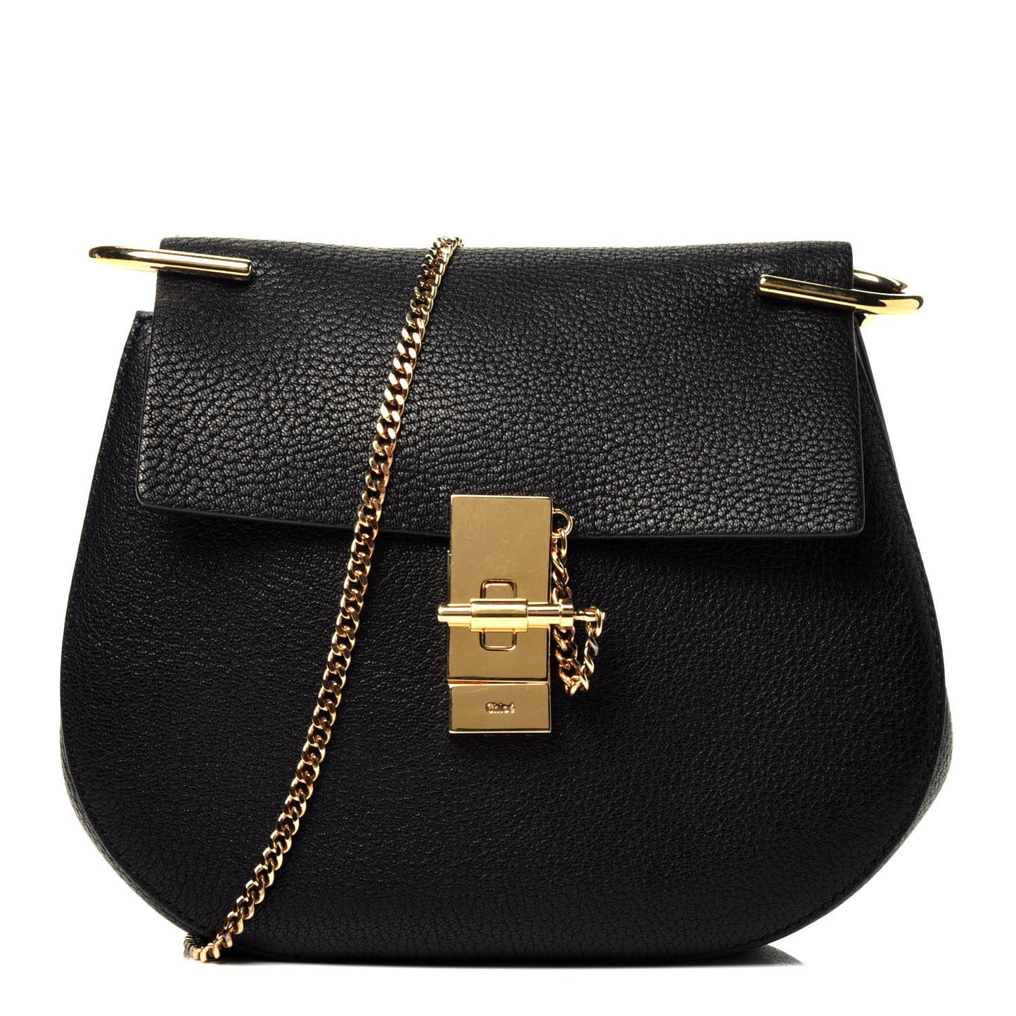 Grained Lambskin Drew Shoulder Bag Black