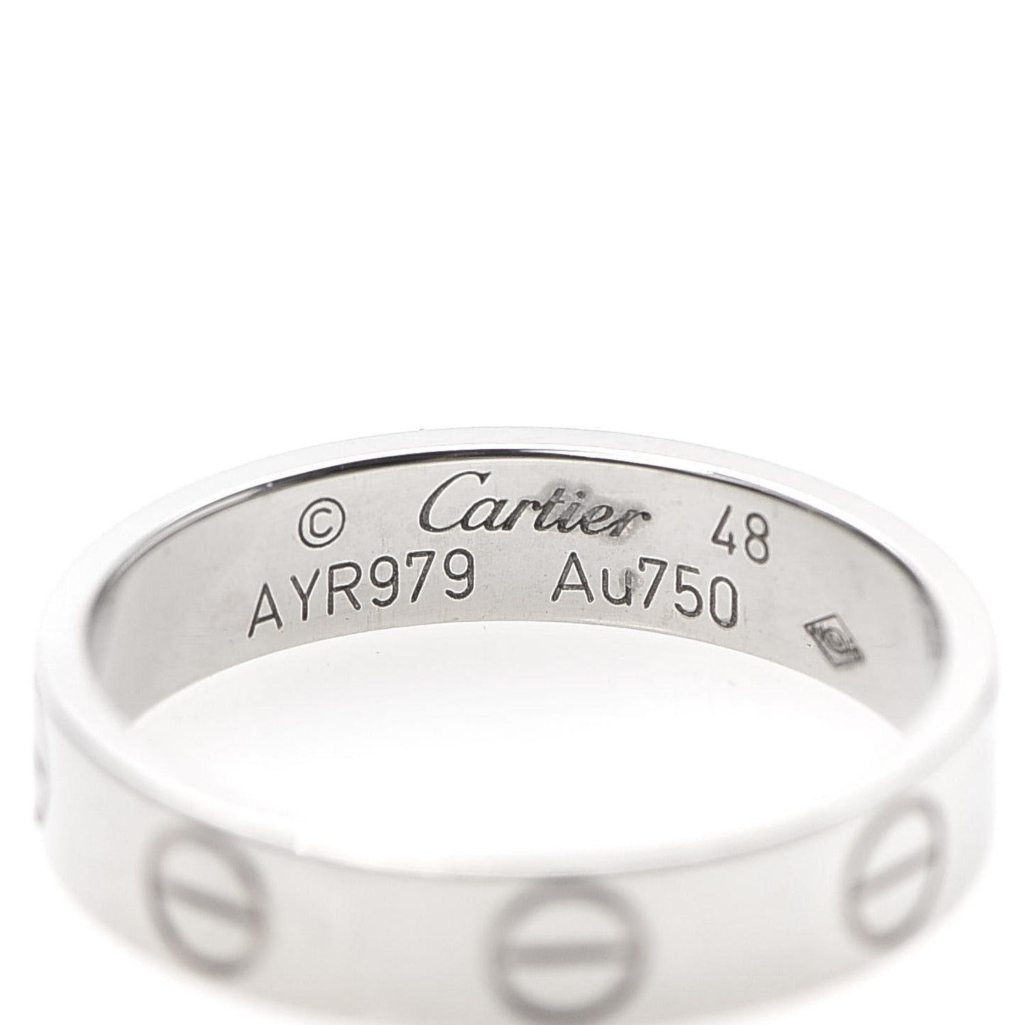 18K White Gold 3.5mm LOVE Wedding Band Ring 48 4.5