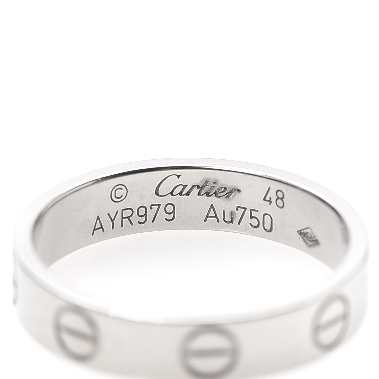 Cartier 18K White Gold 3.5mm LOVE Wedding Band Ring 48 4.5 4 of 4