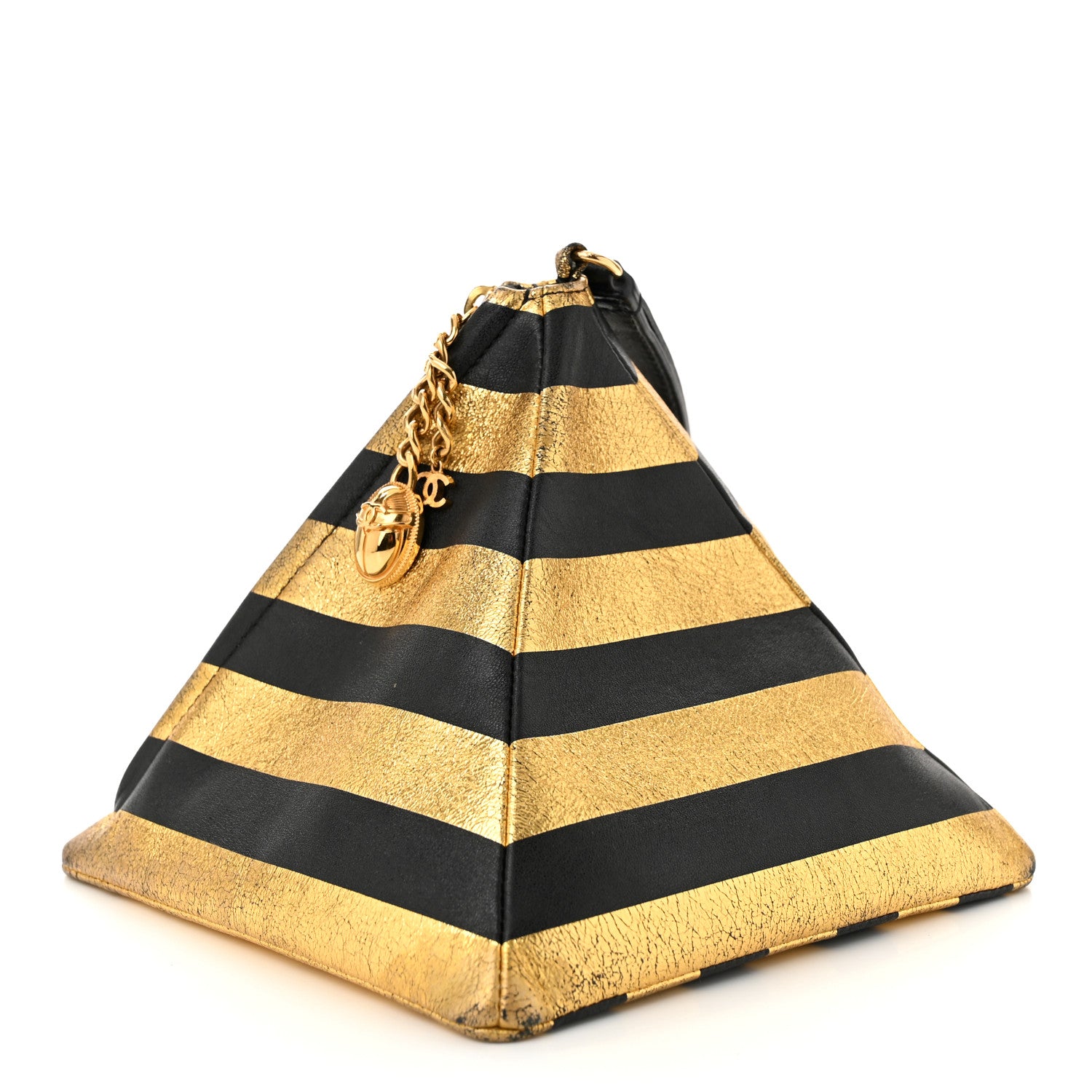 Chanel Metallic Lambskin CC Kheops Pyramid Bag Gold Black 3 of 10