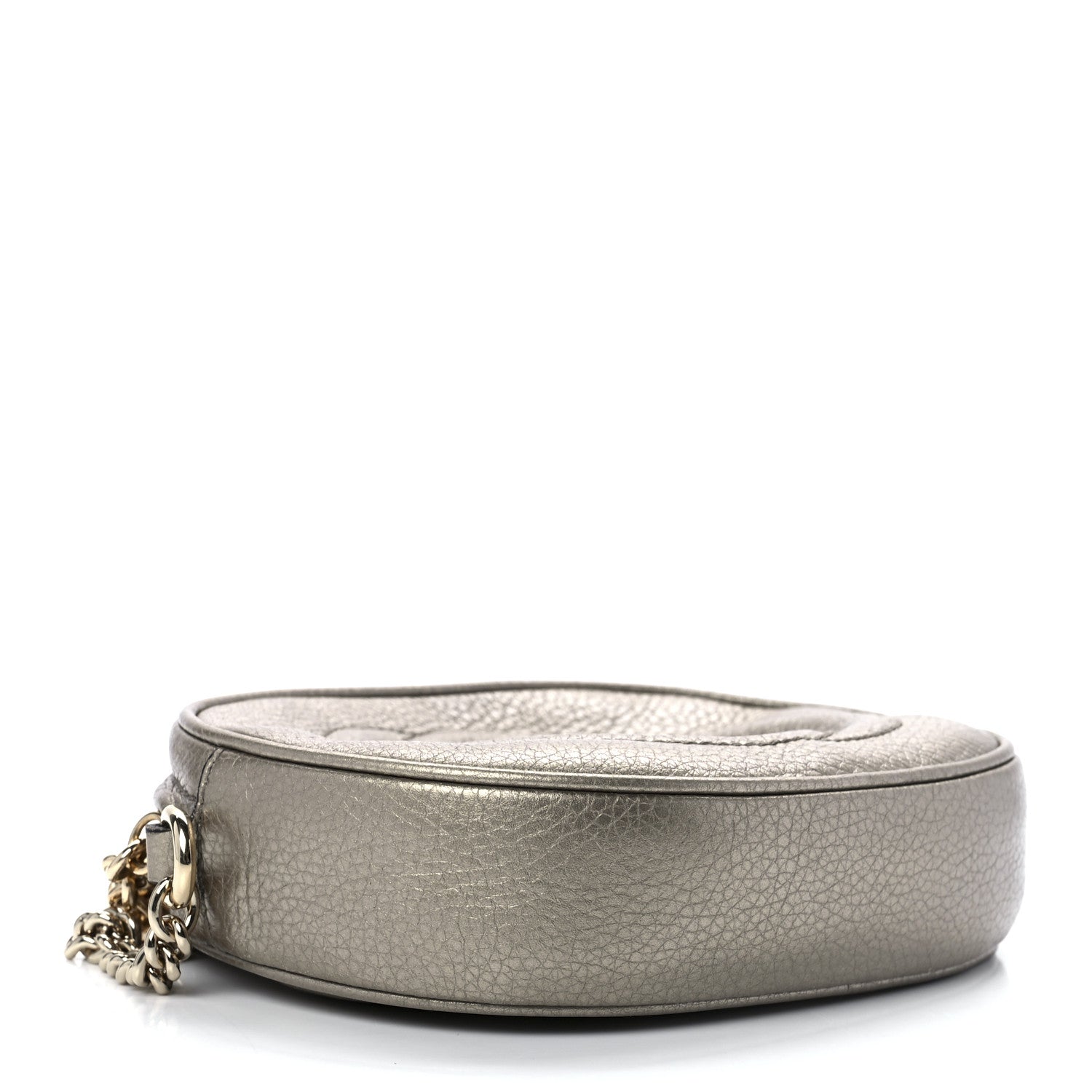 Gucci Metallic Pebbled Calfskin Mini Soho Chain Bag Golden Beige 3 of 11