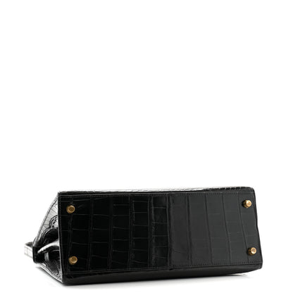 Hermes Shiny Alligator Kelly Sellier 28 Black 4 of 13