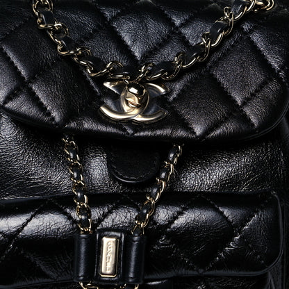Chanel Glazed Aged Calfskin Quilted Small Duma Drawstring Backpack Black 9 of 14