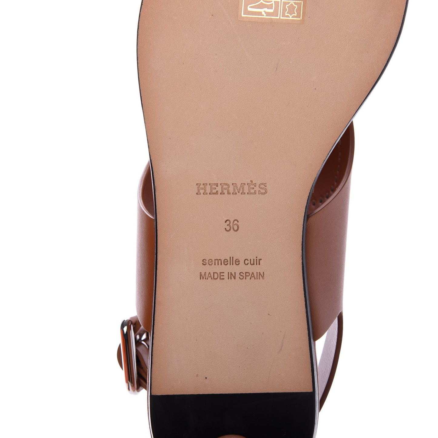 Calfskin Kola Sandals 36 Havane
