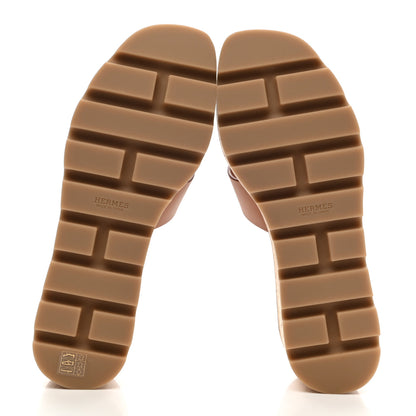 Hermes Calfskin Cork Eze 30 Sandals 37 Marron Glaise 5 of 7