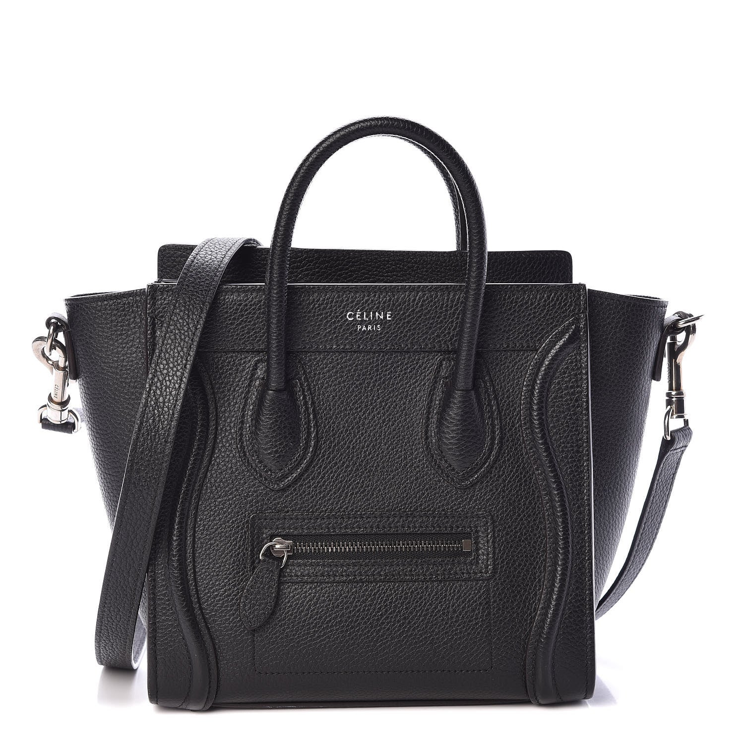 Celine Drummed Calfskin Nano Luggage Black 1 of 9
