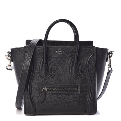 Celine Drummed Calfskin Nano Luggage Black 1 of 9