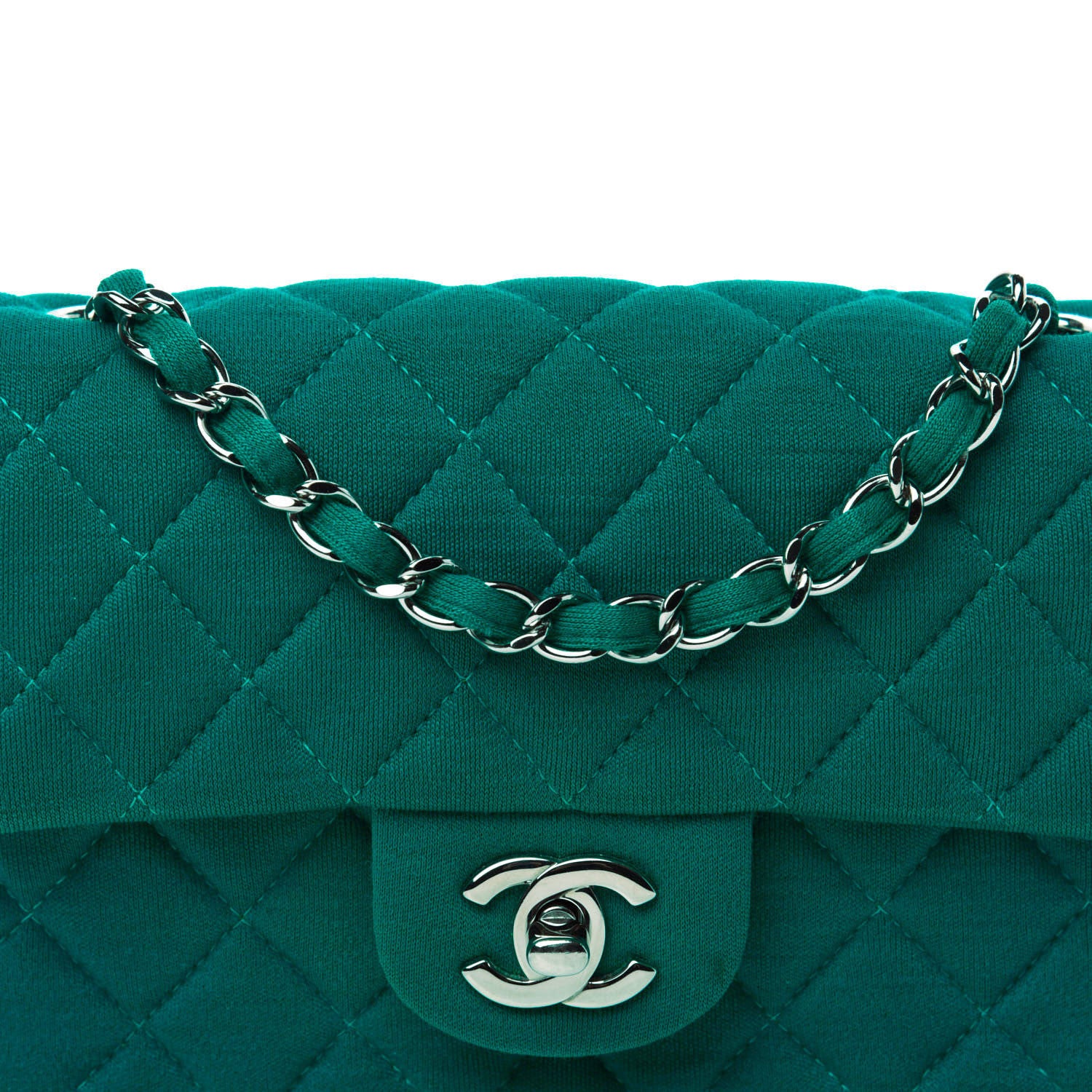 Chanel Jersey Quilted Mini Rectangular Flap Green 13 of 13