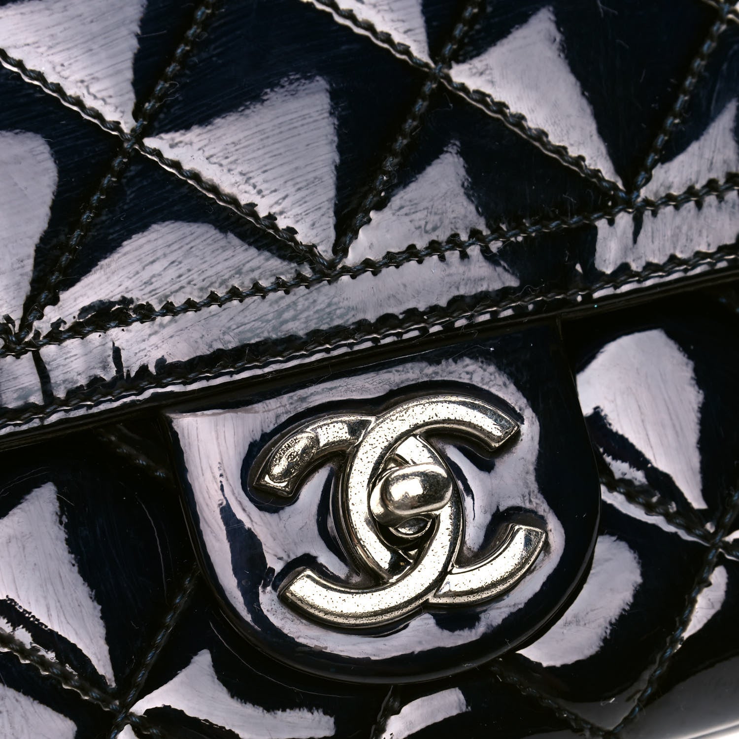 Chanel Patent Quilted Large Coco Shine Flap Navy 9 of 12