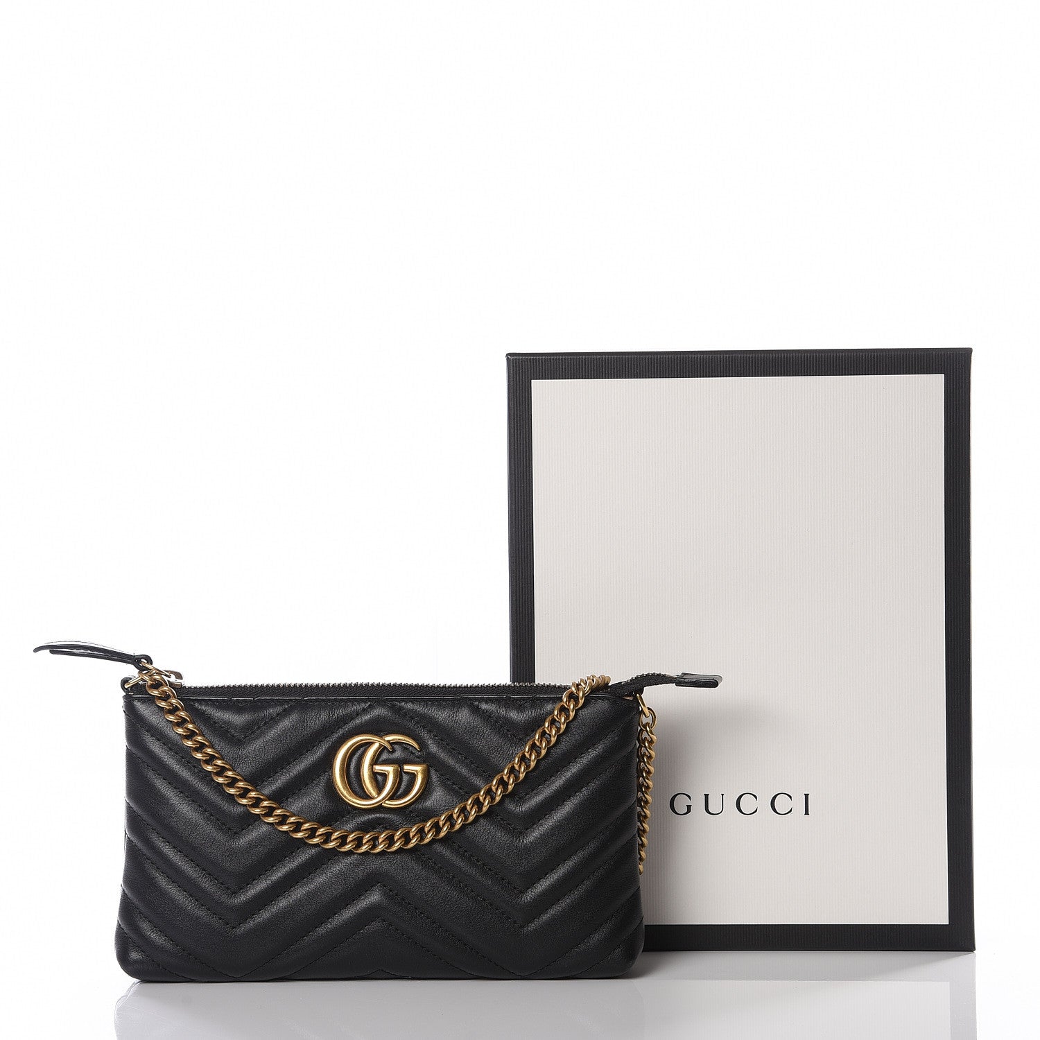 Gucci Calfskin Matelasse Mini GG Marmont Chain Bag Black 9 of 9