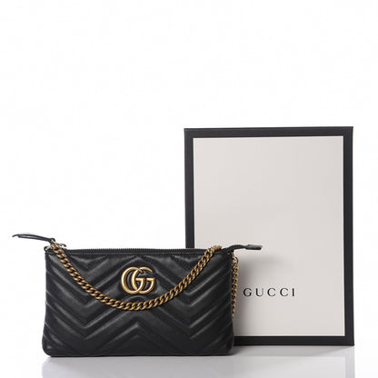 Gucci Calfskin Matelasse Mini GG Marmont Chain Bag Black 9 of 9