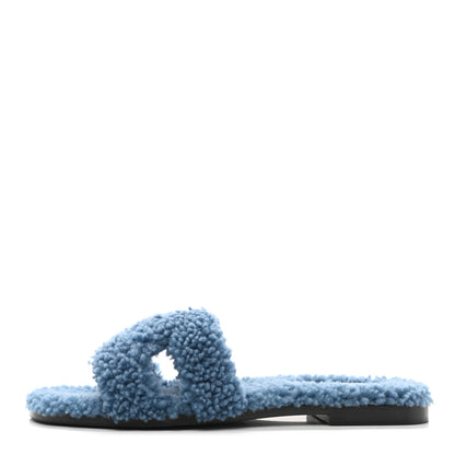 Hermes Woolskin Oran Sandals 39 Bleu 1 of 8