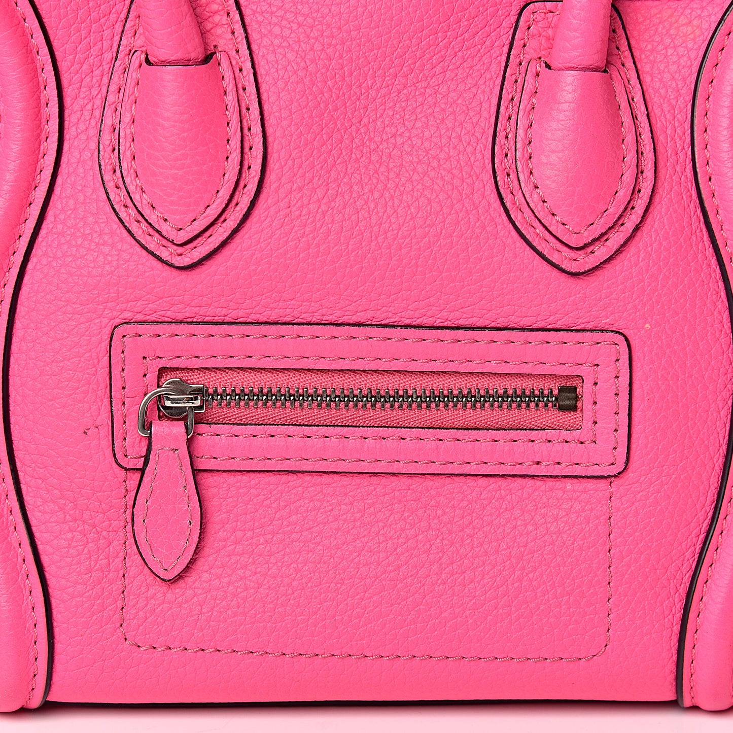 Drummed Calfskin Nano Luggage Fluo Pink