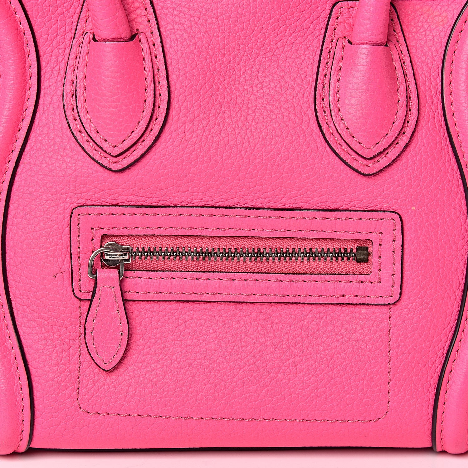 Celine Drummed Calfskin Nano Luggage Fluo Pink 8 of 14