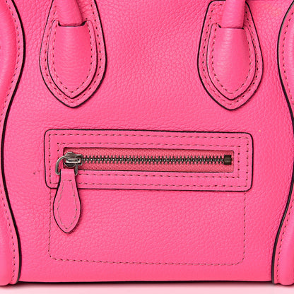 Celine Drummed Calfskin Nano Luggage Fluo Pink 8 of 14