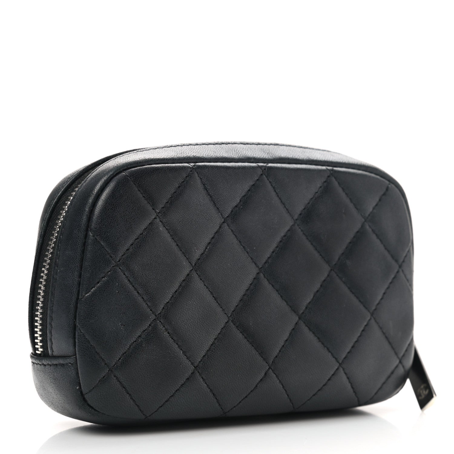 Chanel Lambskin Quilted Small Curvy Pouch Cosmetic Case Black 3 of 7
