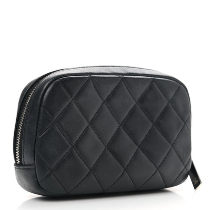 Chanel Lambskin Quilted Small Curvy Pouch Cosmetic Case Black 3 of 7