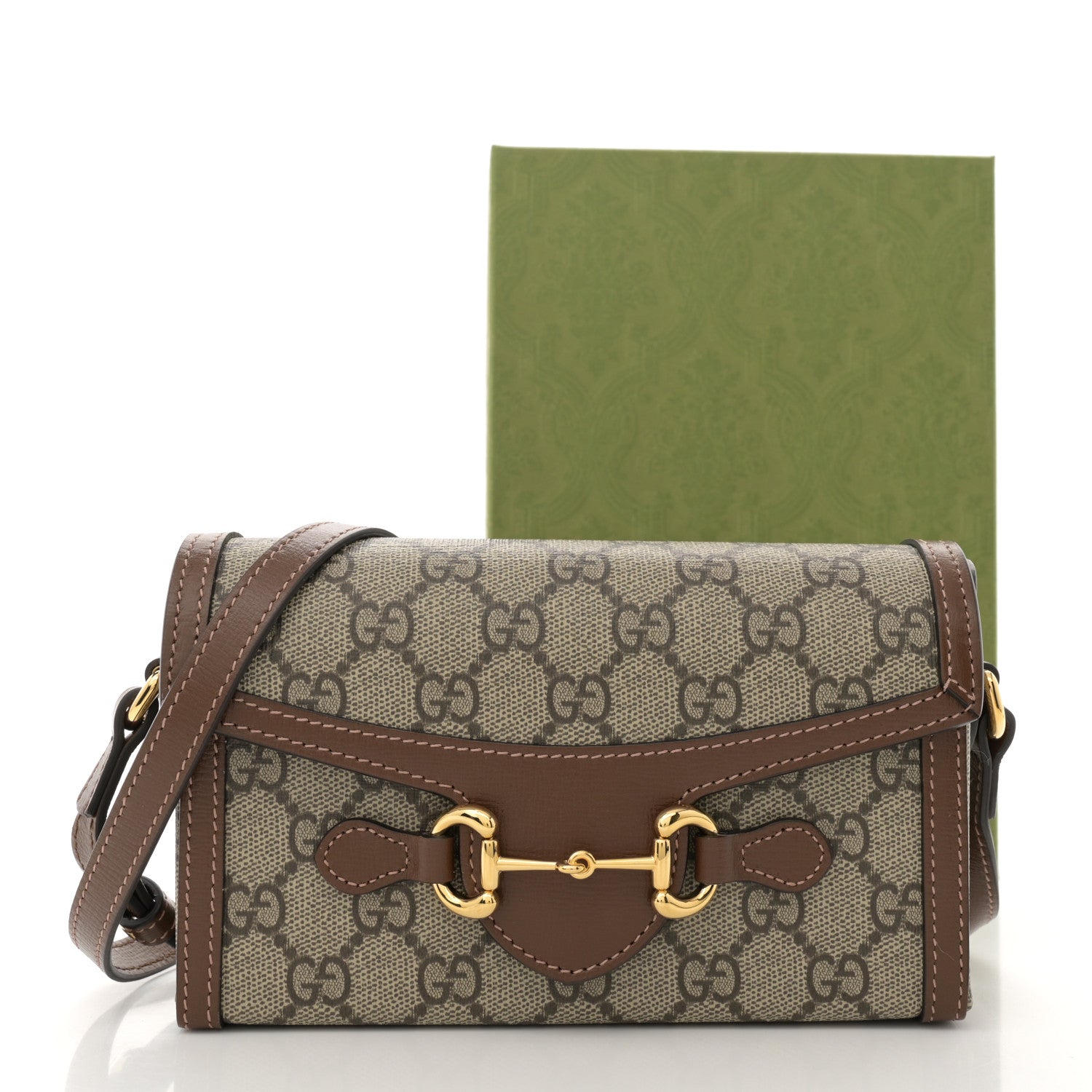 Gucci GG Supreme Monogram Mini Horsebit 1955 Shoulder Bag Beige Brown Sugar 11 of 11