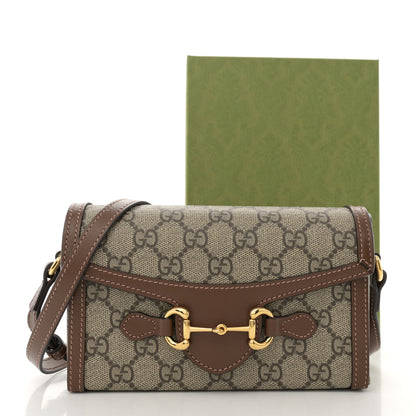 Gucci GG Supreme Monogram Mini Horsebit 1955 Shoulder Bag Beige Brown Sugar 11 of 11