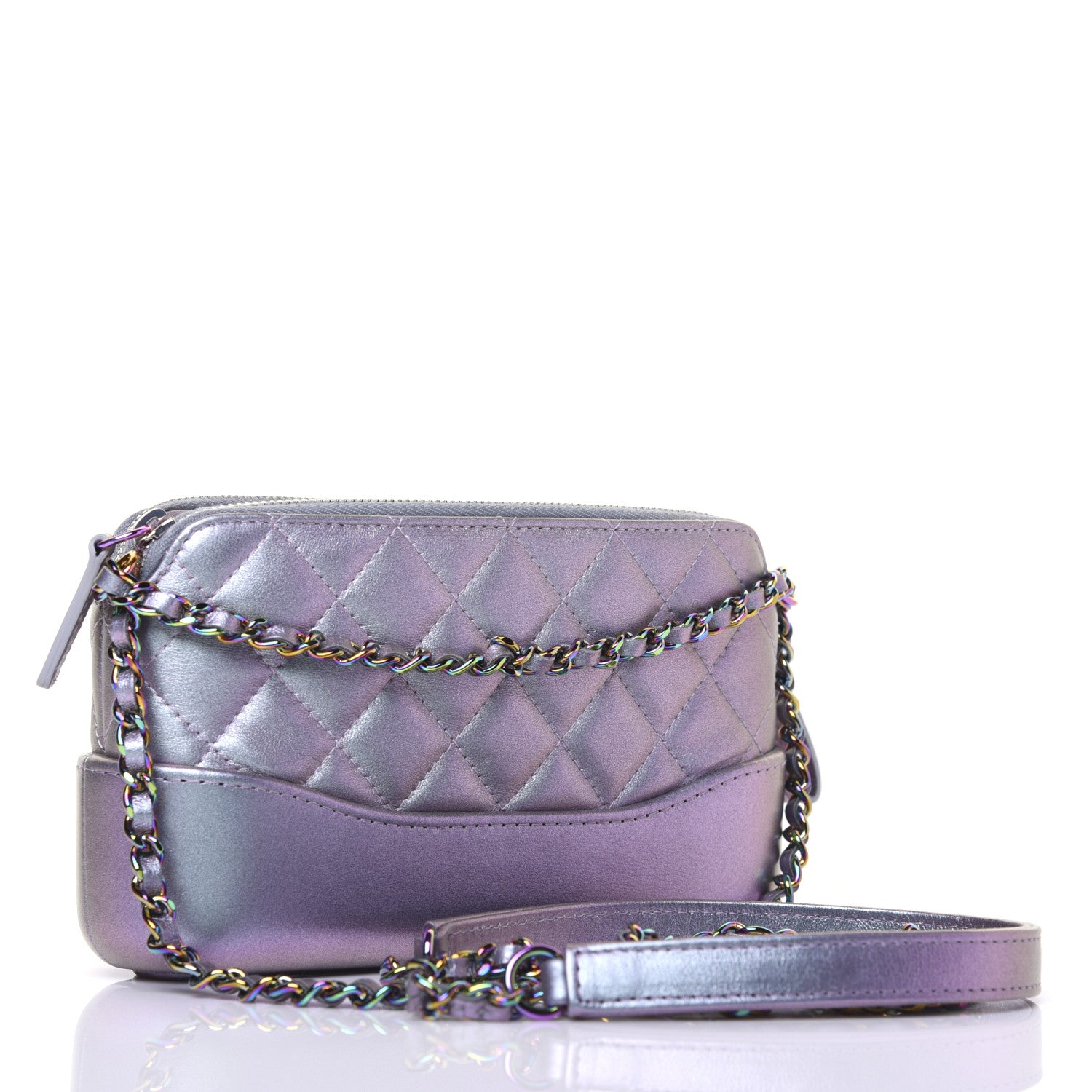 Chanel Iridescent Lambskin Calfskin Quilted Small Gabrielle Clutch With Chain Light Purple 2 of 13