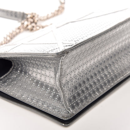 Christian Dior Metallic Patent Micro-Cannage Small Diorama Flap Bag Silver 7 of 25