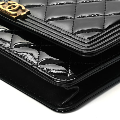 Chanel Patent Calfskin Quilted Boy Wallet On Chain WOC Black 9 of 9