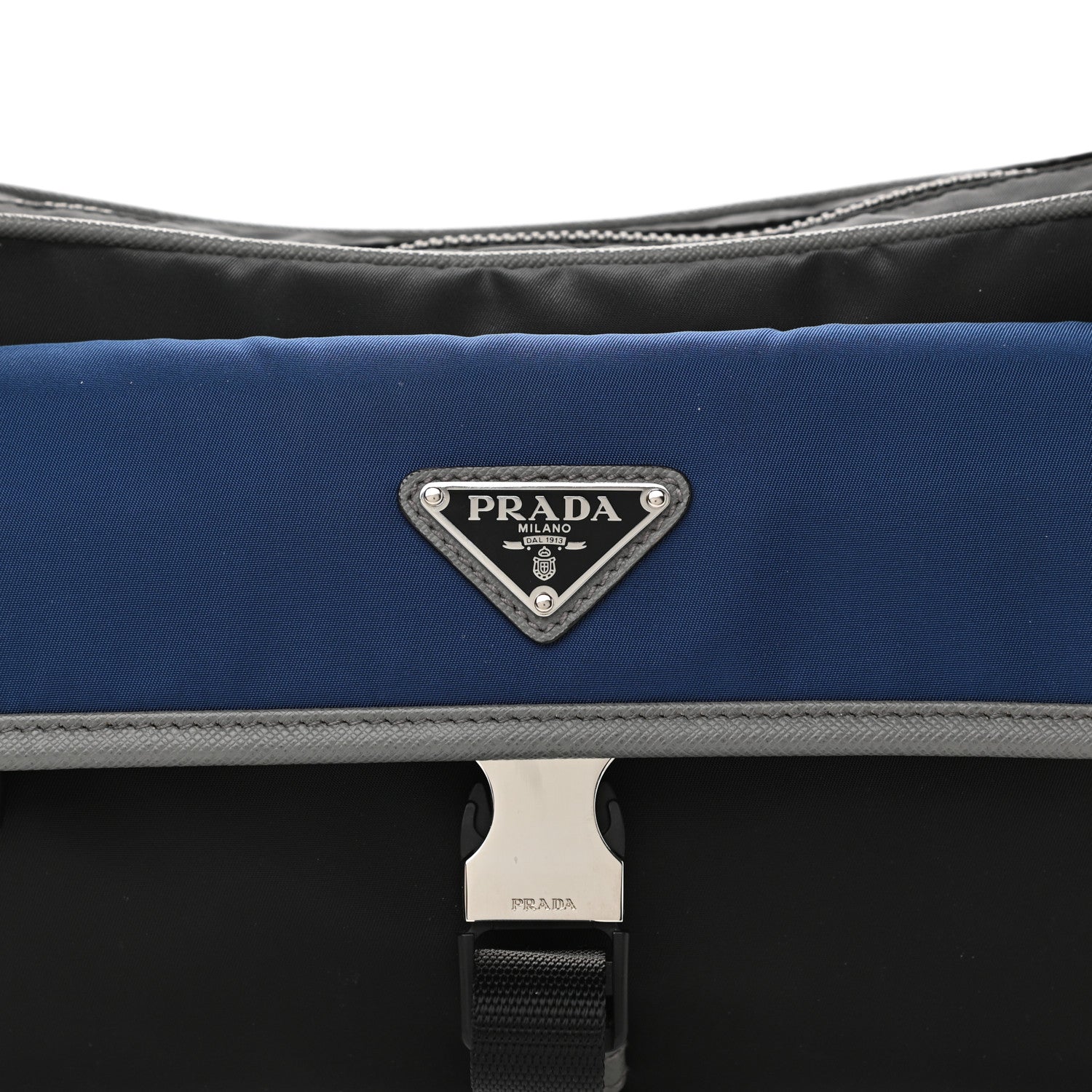 Prada Tessuto Nylon Saffiano Messenger Bag Black Royal Marmo 8 of 10