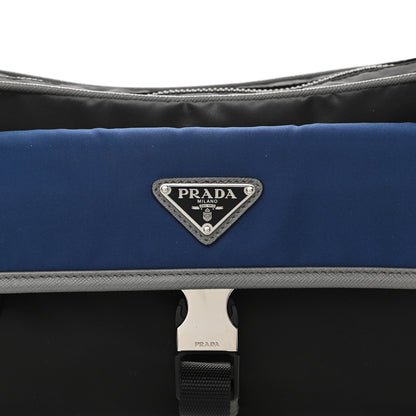 Prada Tessuto Nylon Saffiano Messenger Bag Black Royal Marmo 8 of 10