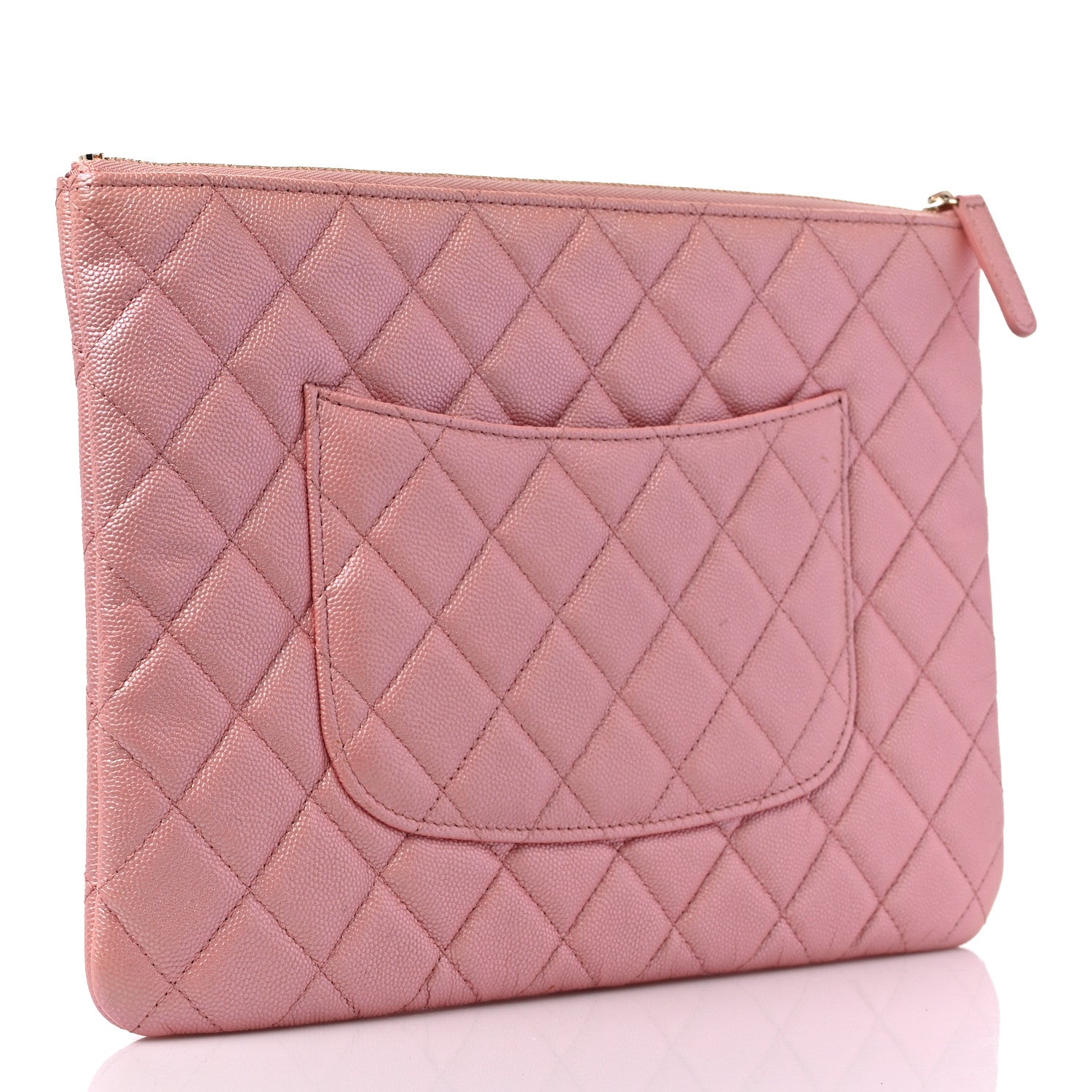 Chanel Iridescent Caviar Quilted Medium Cosmetic Case Rose Pink 3 of 11