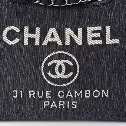 Chanel Denim Large Deauville Tote Dark Blue 8 of 11