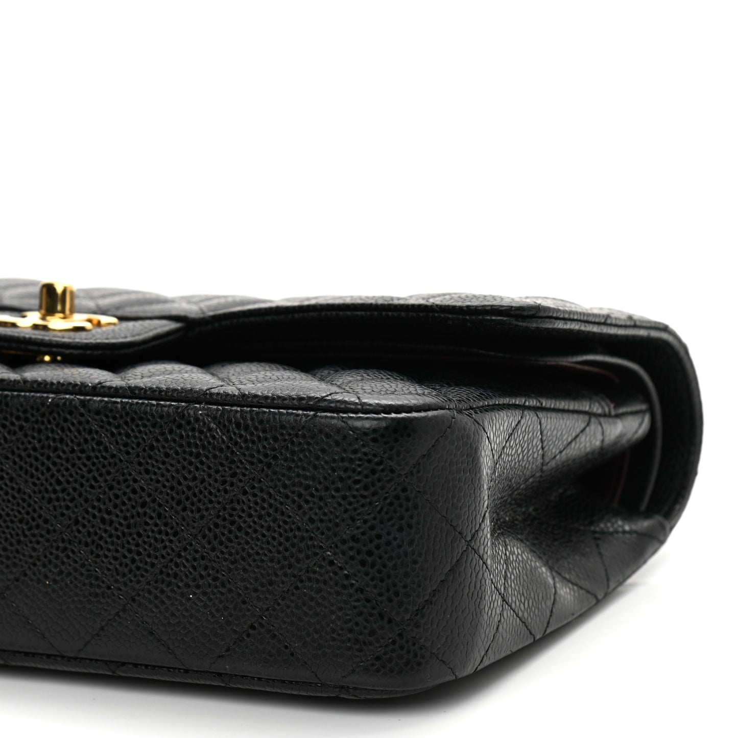 Caviar Quilted Medium Double Flap Black