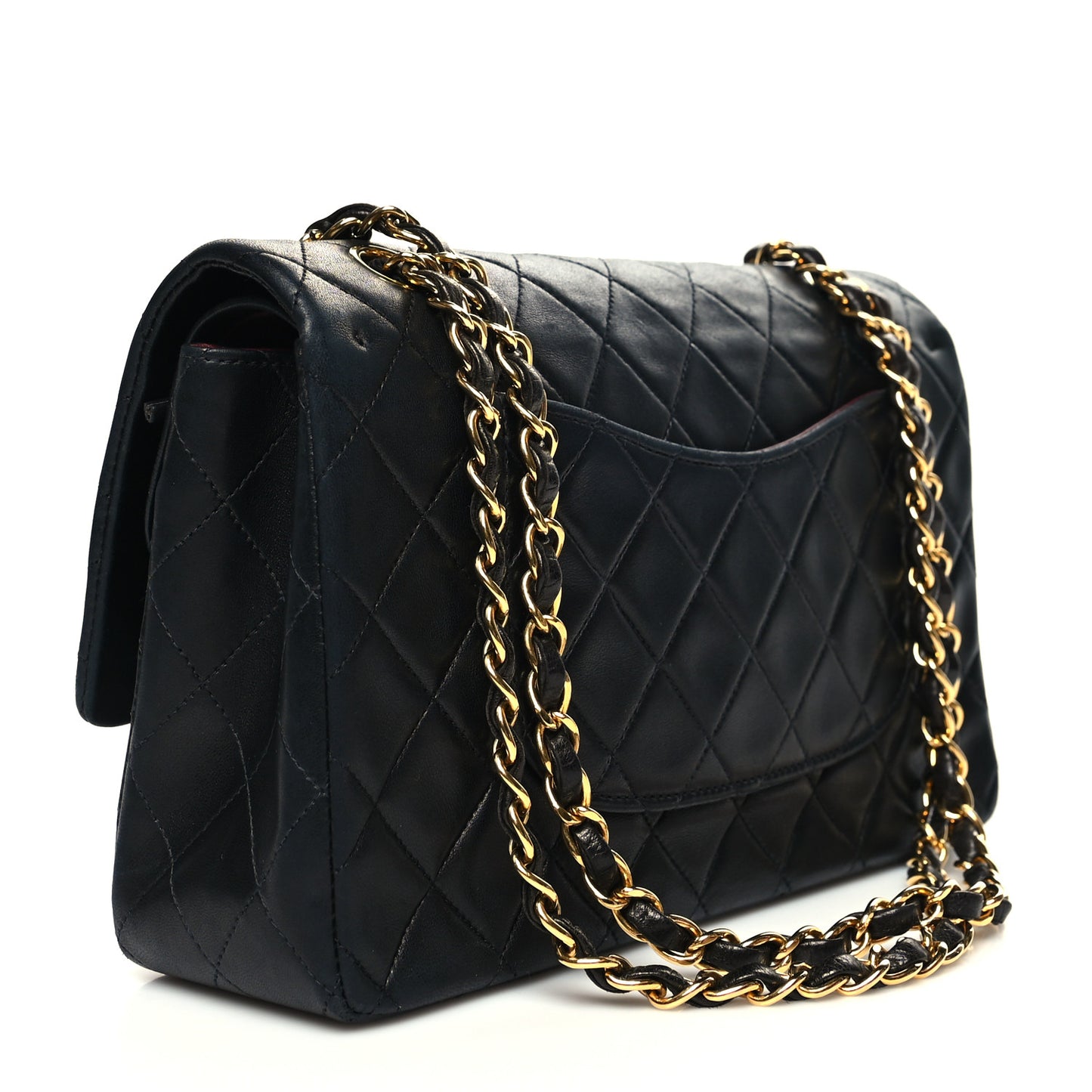 Lambskin Quilted Medium Double Flap Black