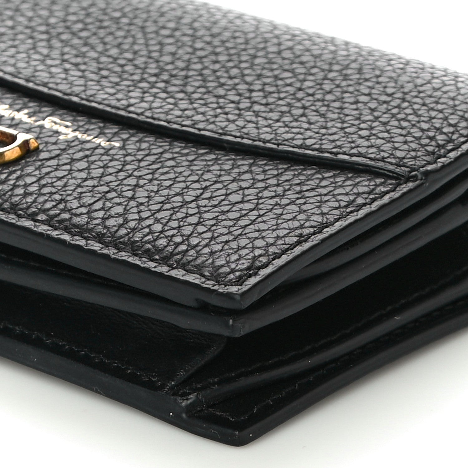 Salvatore Ferragamo Grained Calfskin Gancini Wallet Black 10 of 10